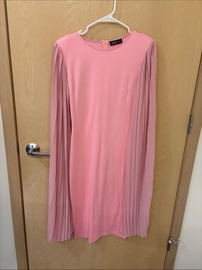 Ava & Viv Blush Pink Pleated-Sleeve Midi Dress-Skirt